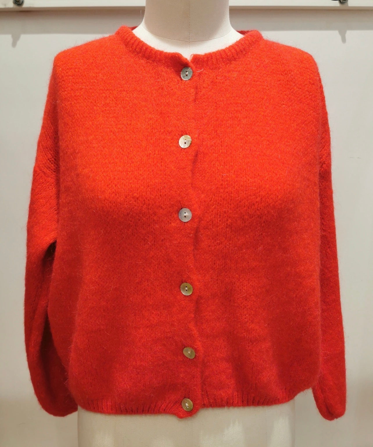 Cozy Red Mohair Wool Cardigan