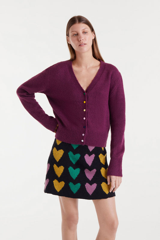 Burgundy Knitted Cardigan