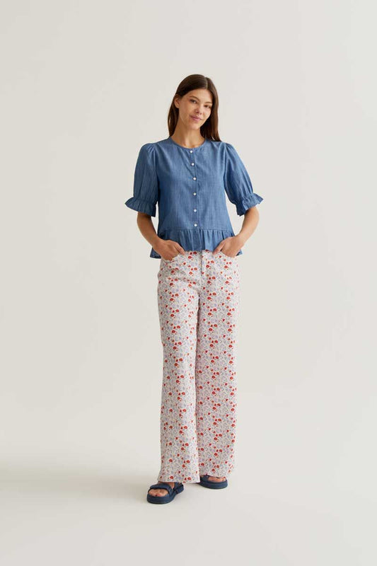 Light Blue 100% Cotton Chambray Shirt