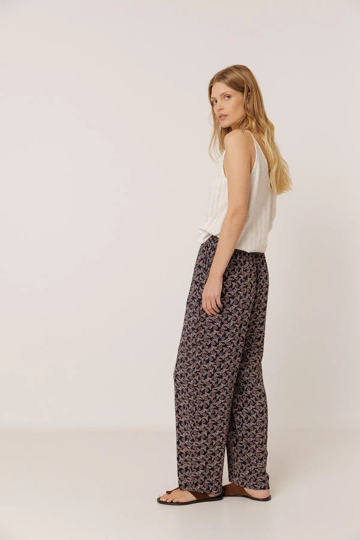 Flowy Block-Print Trousers