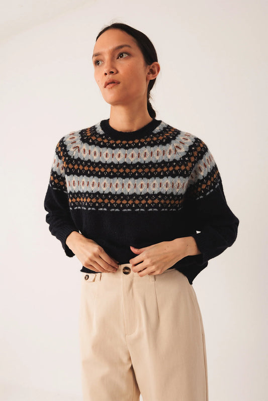 Jacquard Border Sweater