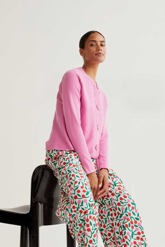 Pink Button Knit Cardigan