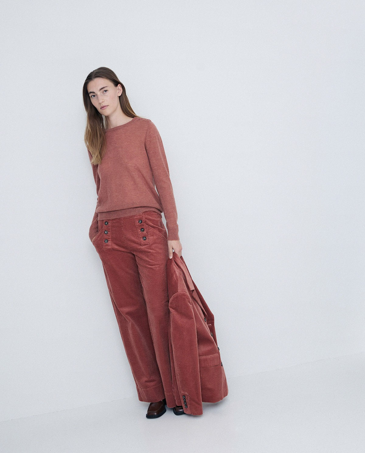 Wide Leg Terracotta Cord Trousers