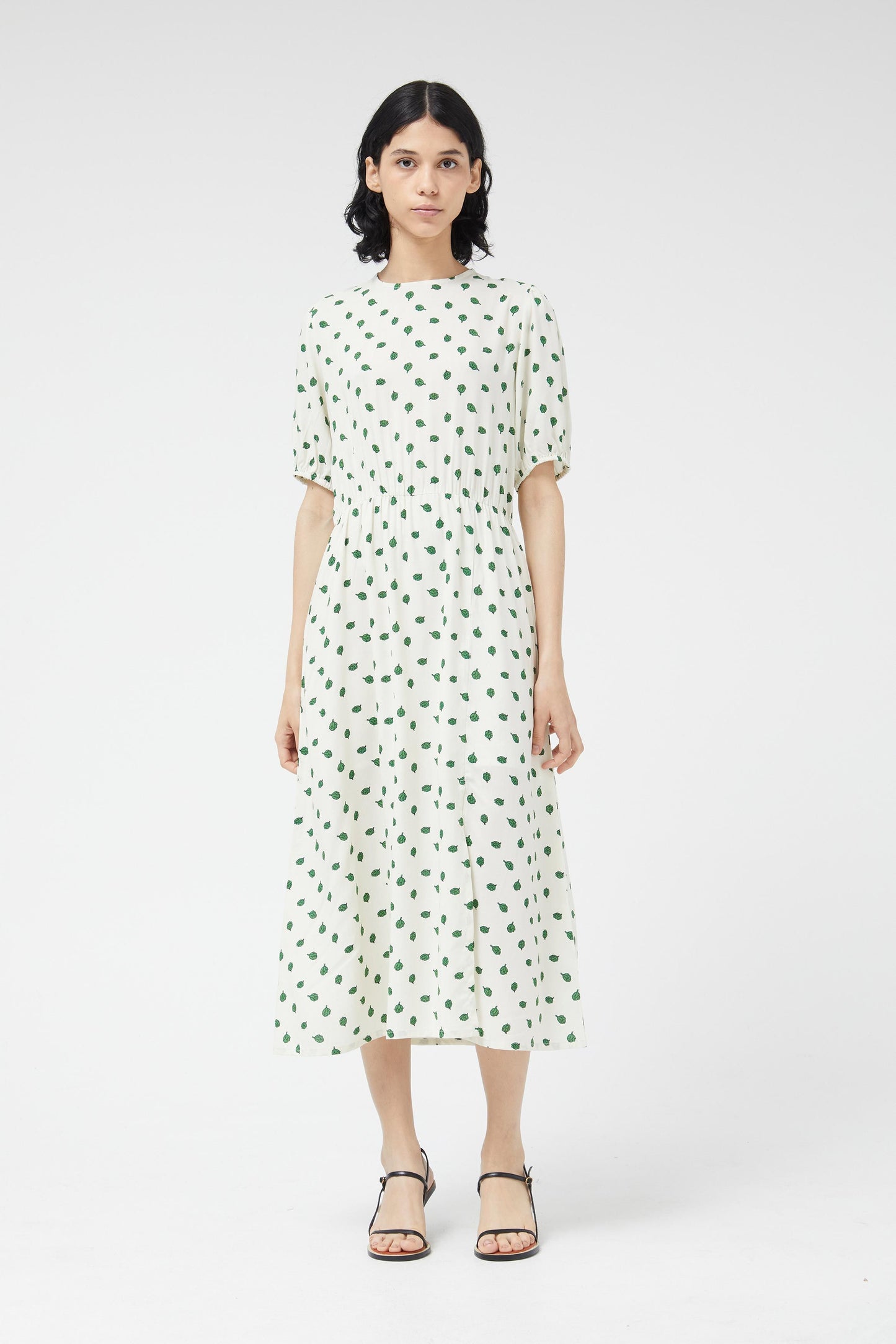 Midi Dress with Green Veg Print