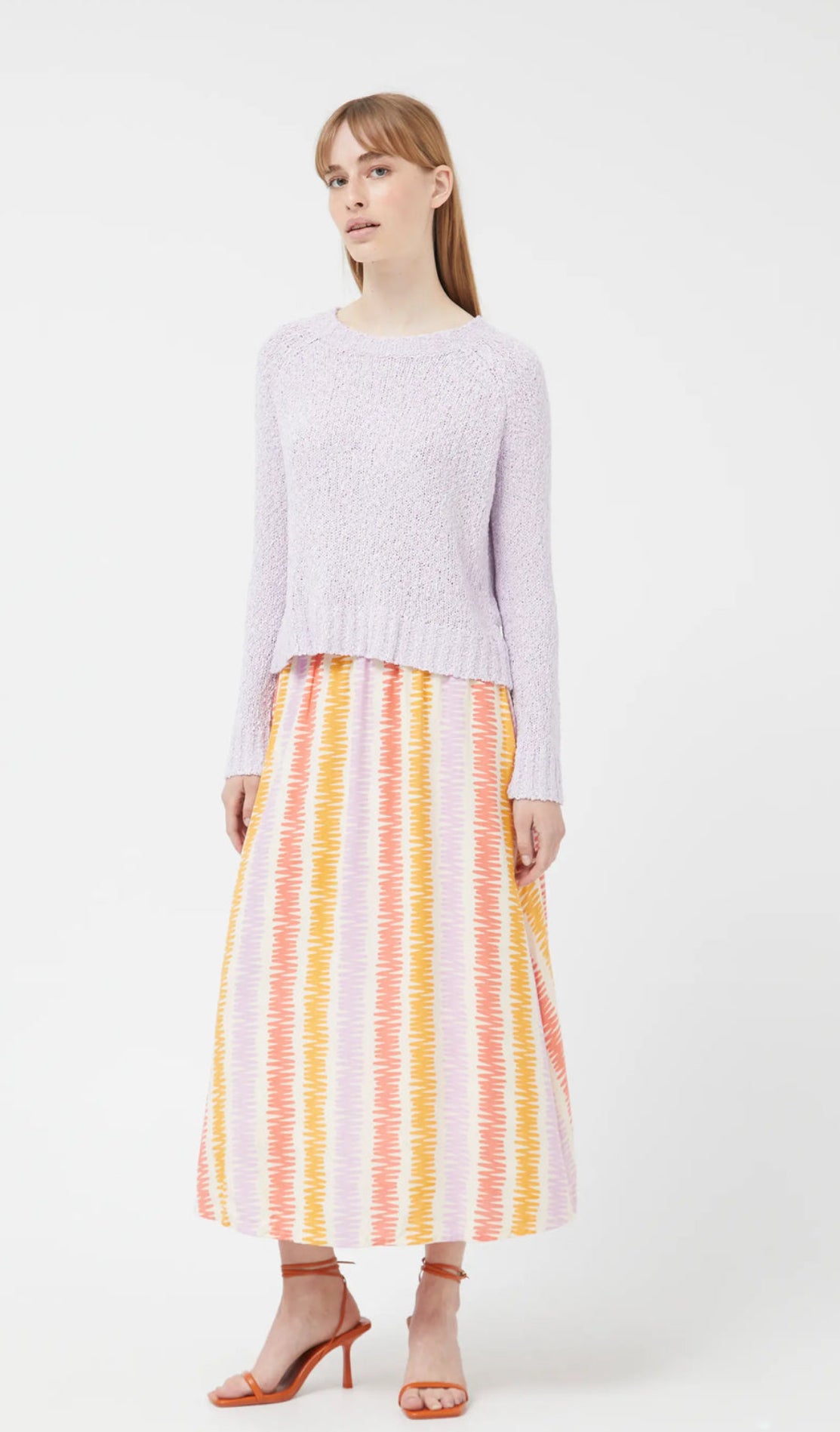 Lines Striped Printed Midi Skirt