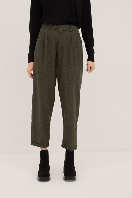 Dark Green Check Trousers