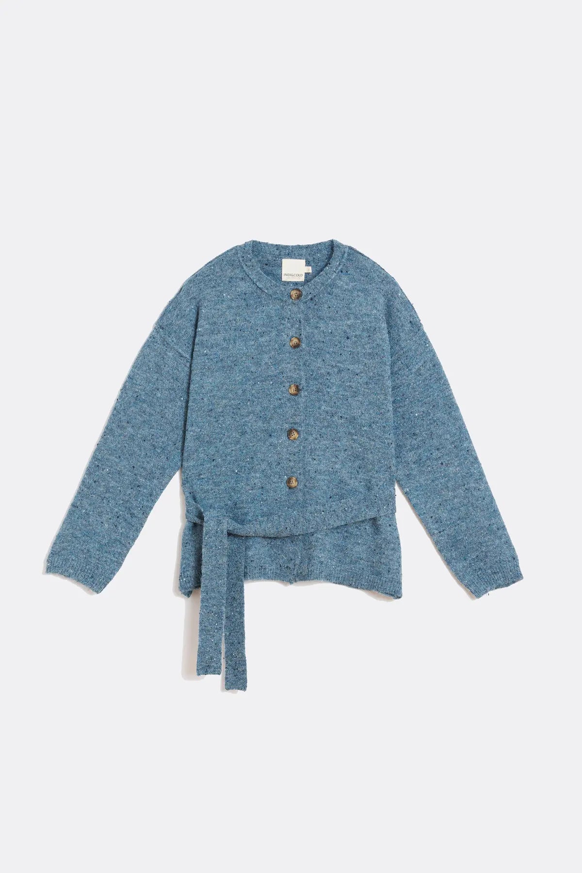 Blue Adjustable-Belted Cardigan