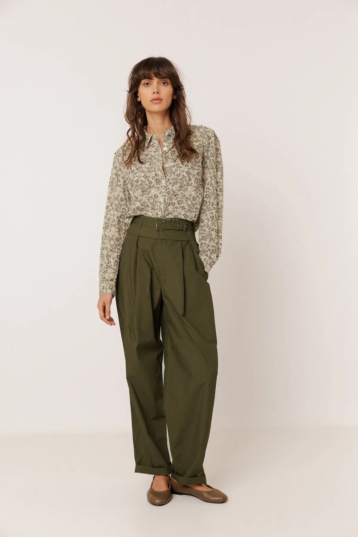 Green Western Flower Shirt