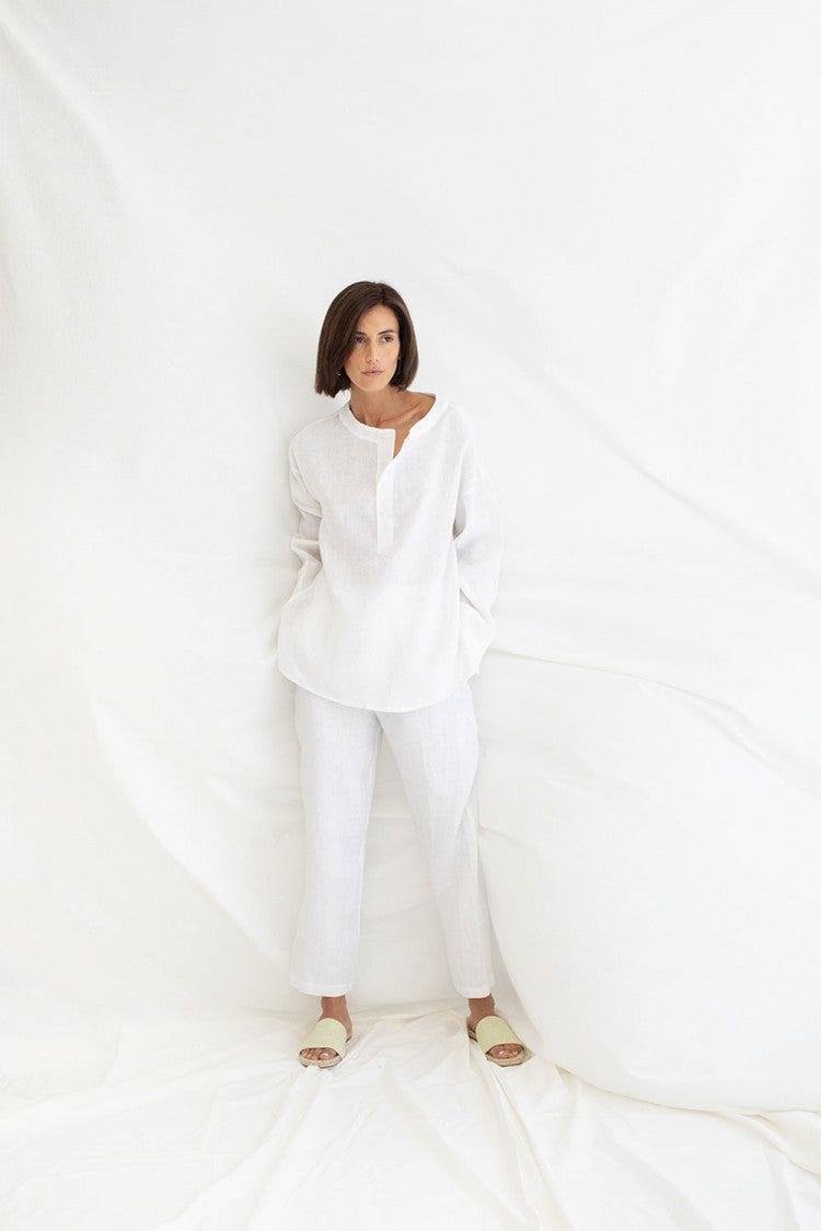 White Dogoda Linen Shirt