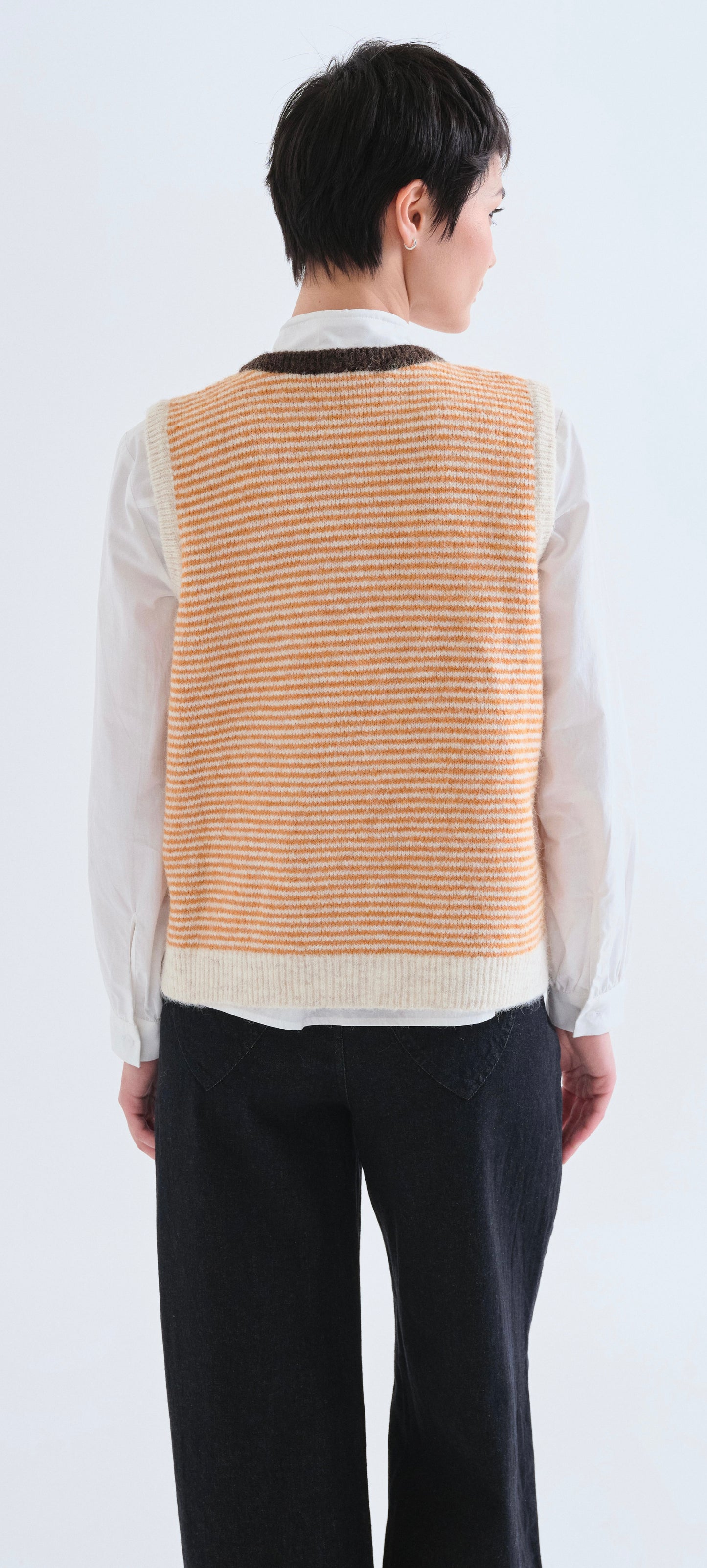 Knitted Vest with Striped Print