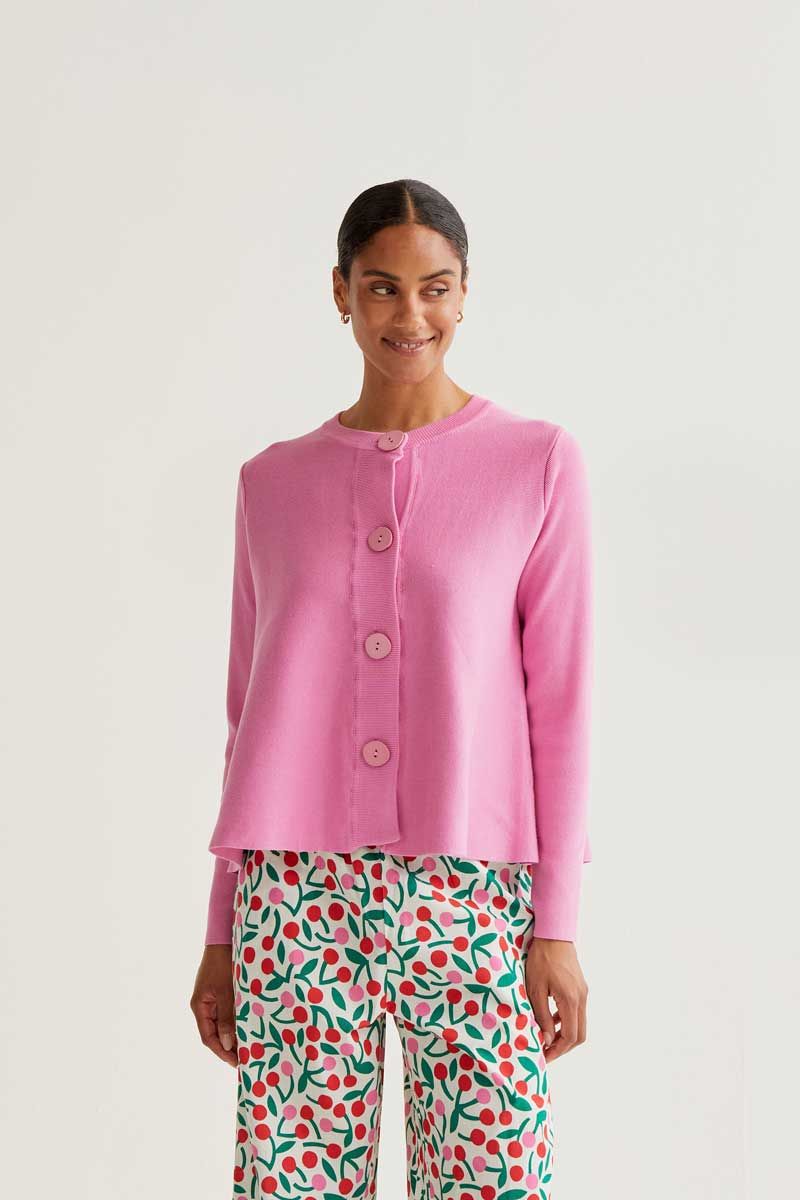Pink Button Knit Cardigan