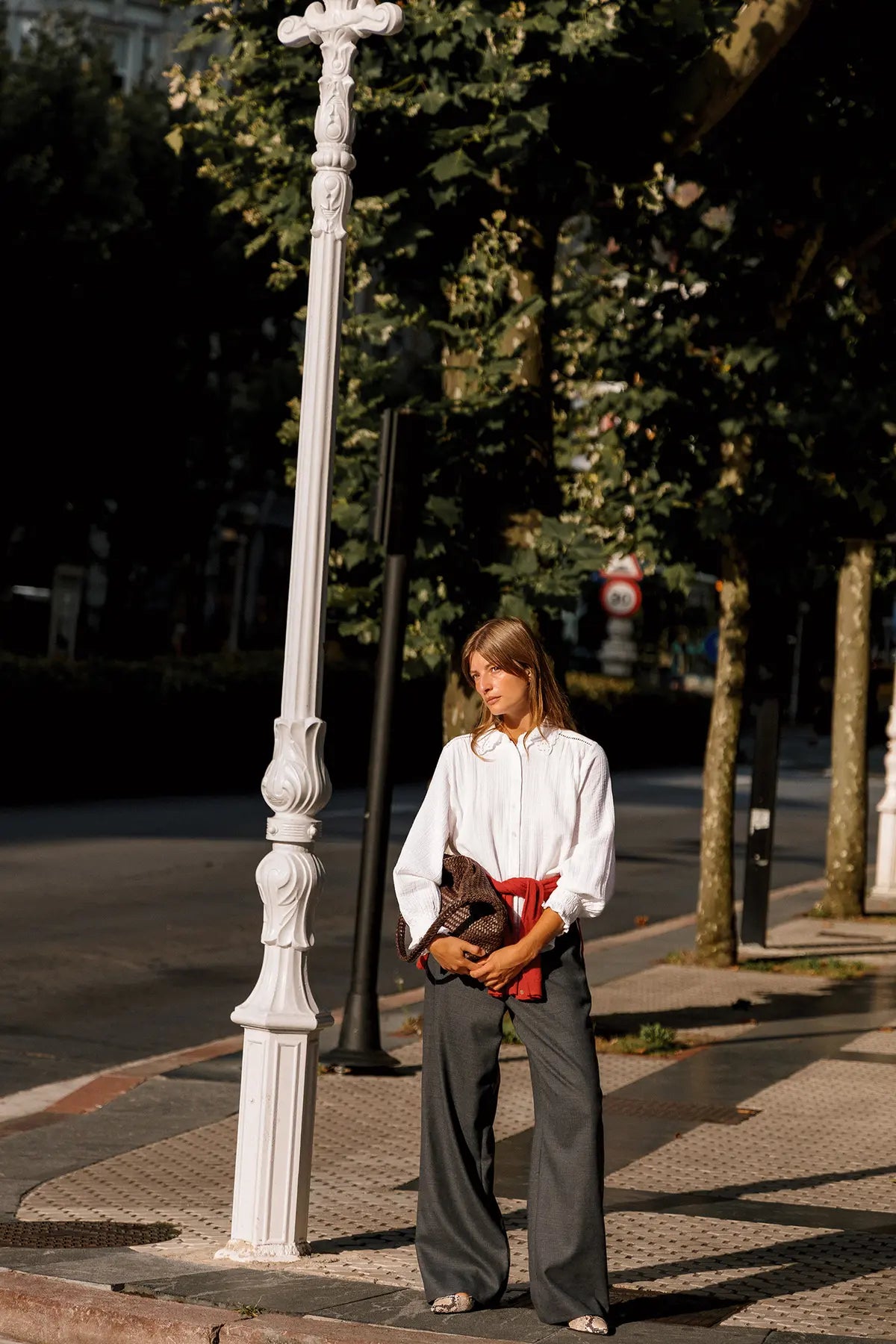 White Romantic Double-Gauze Shirt