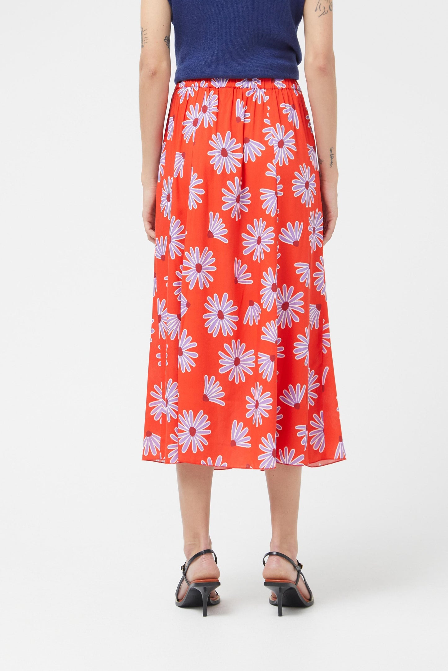 Floral Midi Skirt with Slits