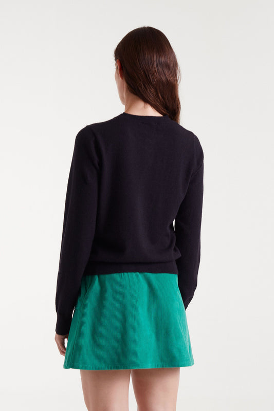 Black Knitted Cardigan with Heart Detail