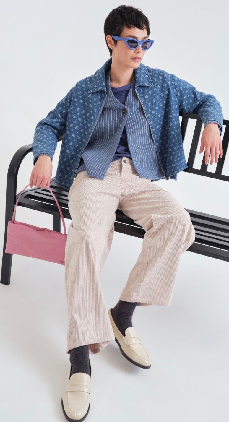 Light Blue and White Striped Cardigan