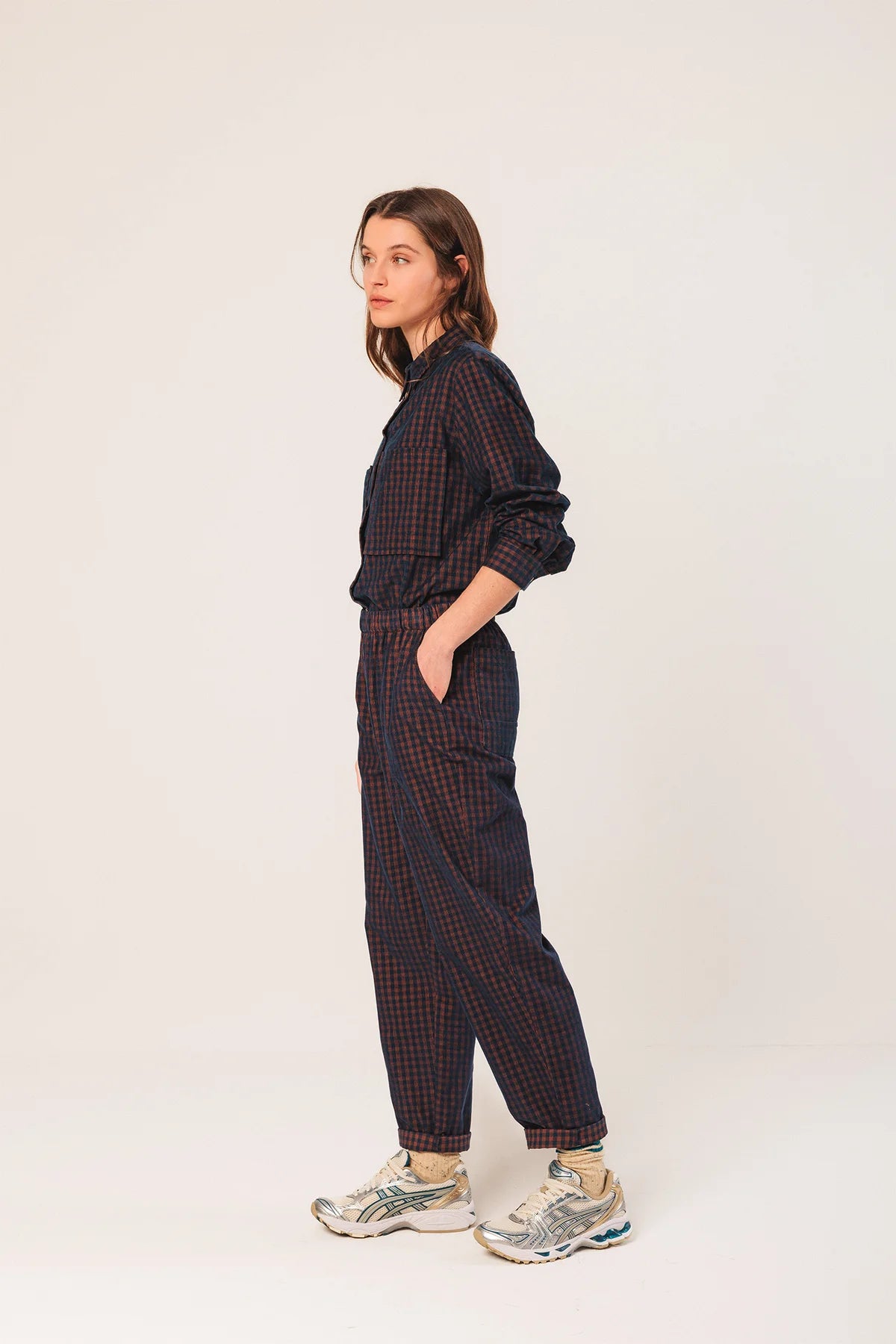 Vichy Elastic Micro-Corduroy Pants