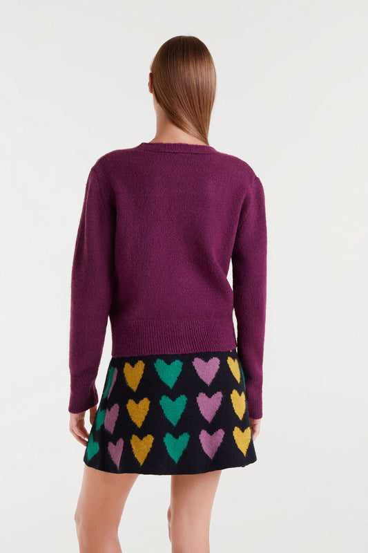 Burgundy Knitted Cardigan