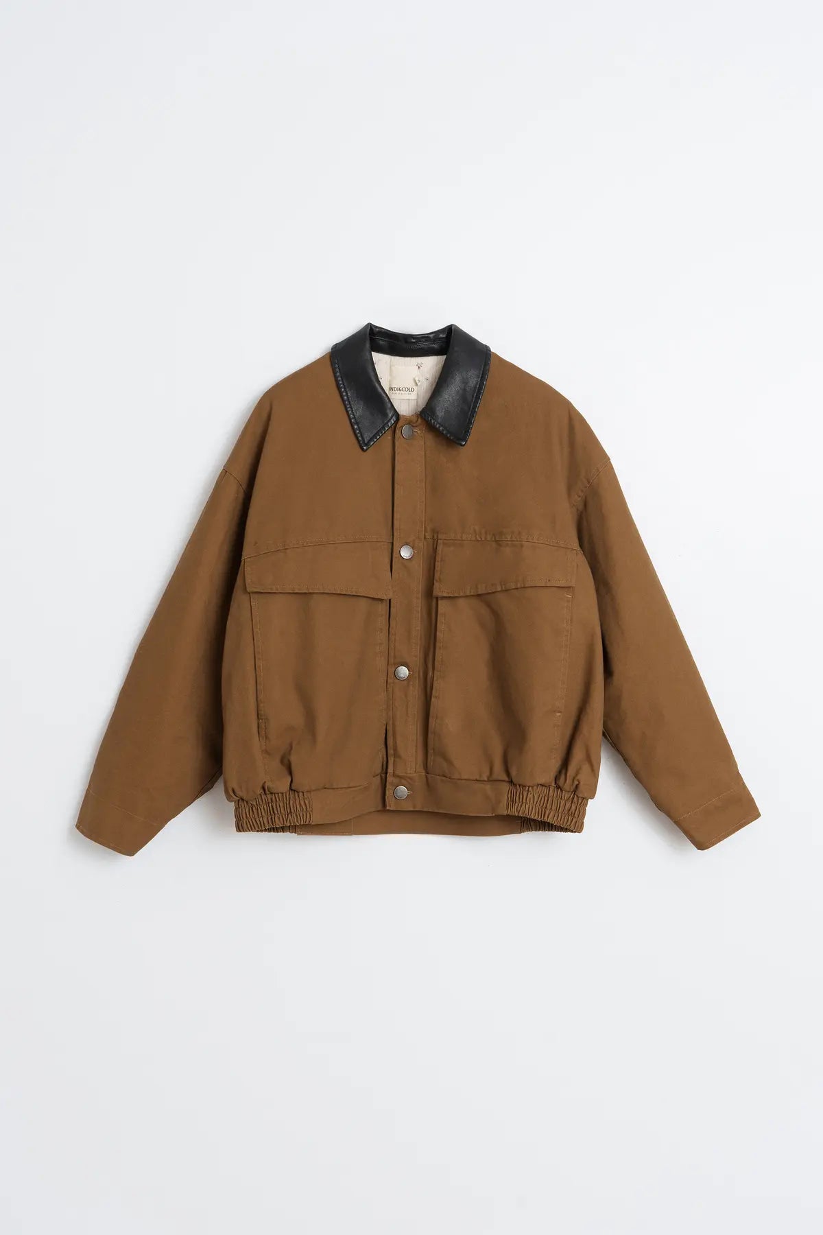 Brown Washed-Effect Quilted Jacket