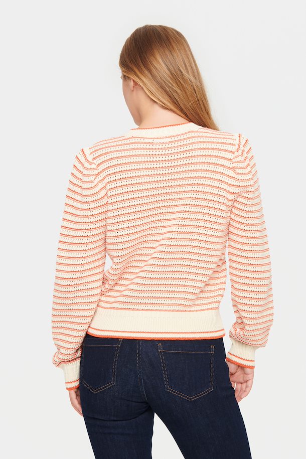 Orange Stripe Knitted Cardigan