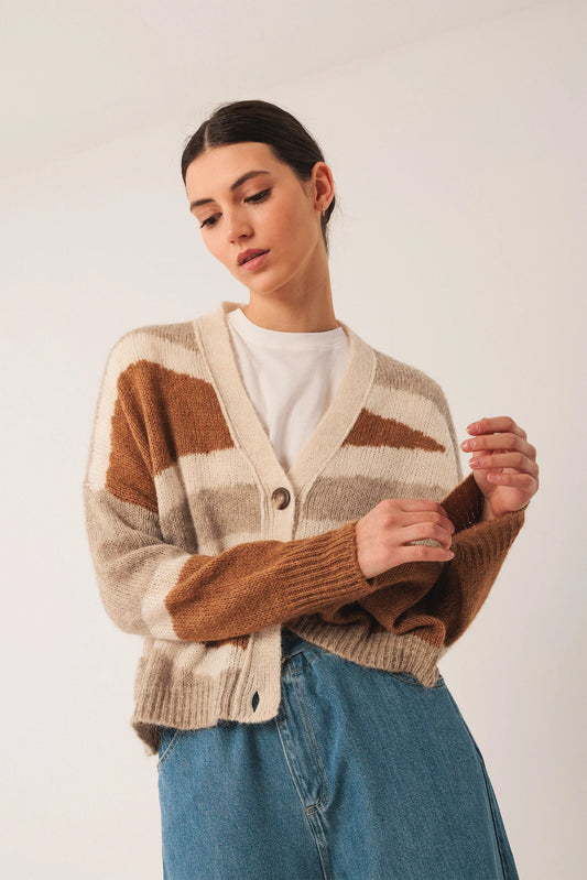 Intarsia Alpaca Cardigan