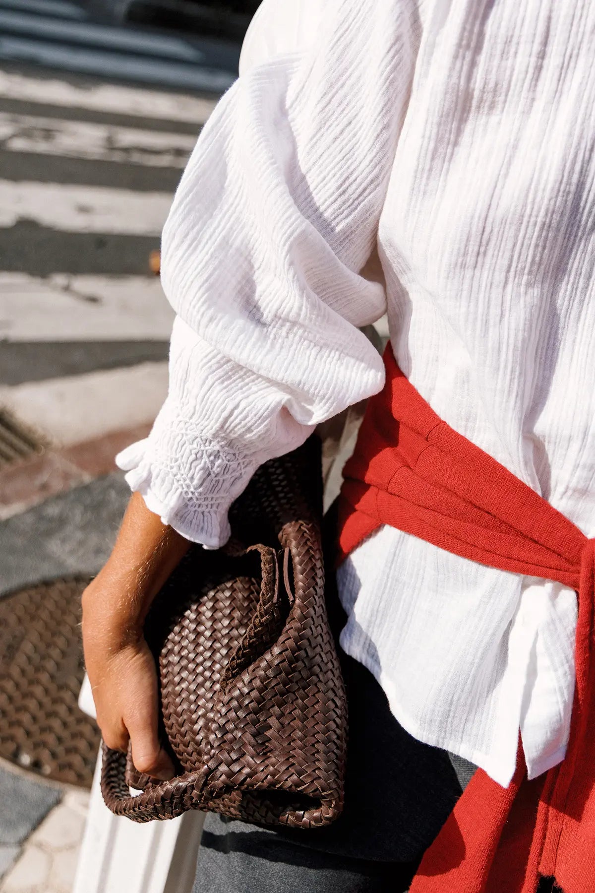 White Romantic Double-Gauze Shirt