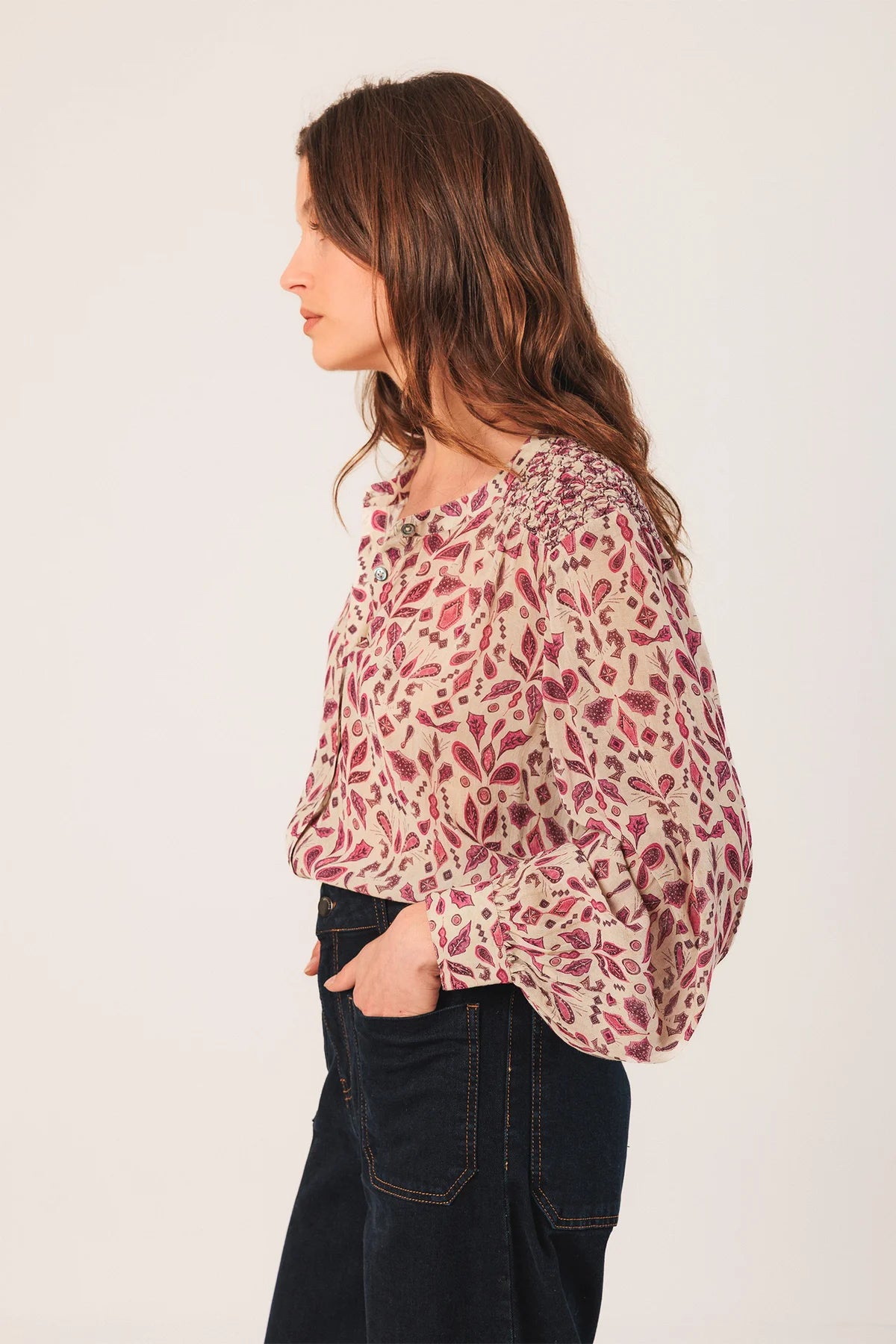 Smock-Detail Shirt