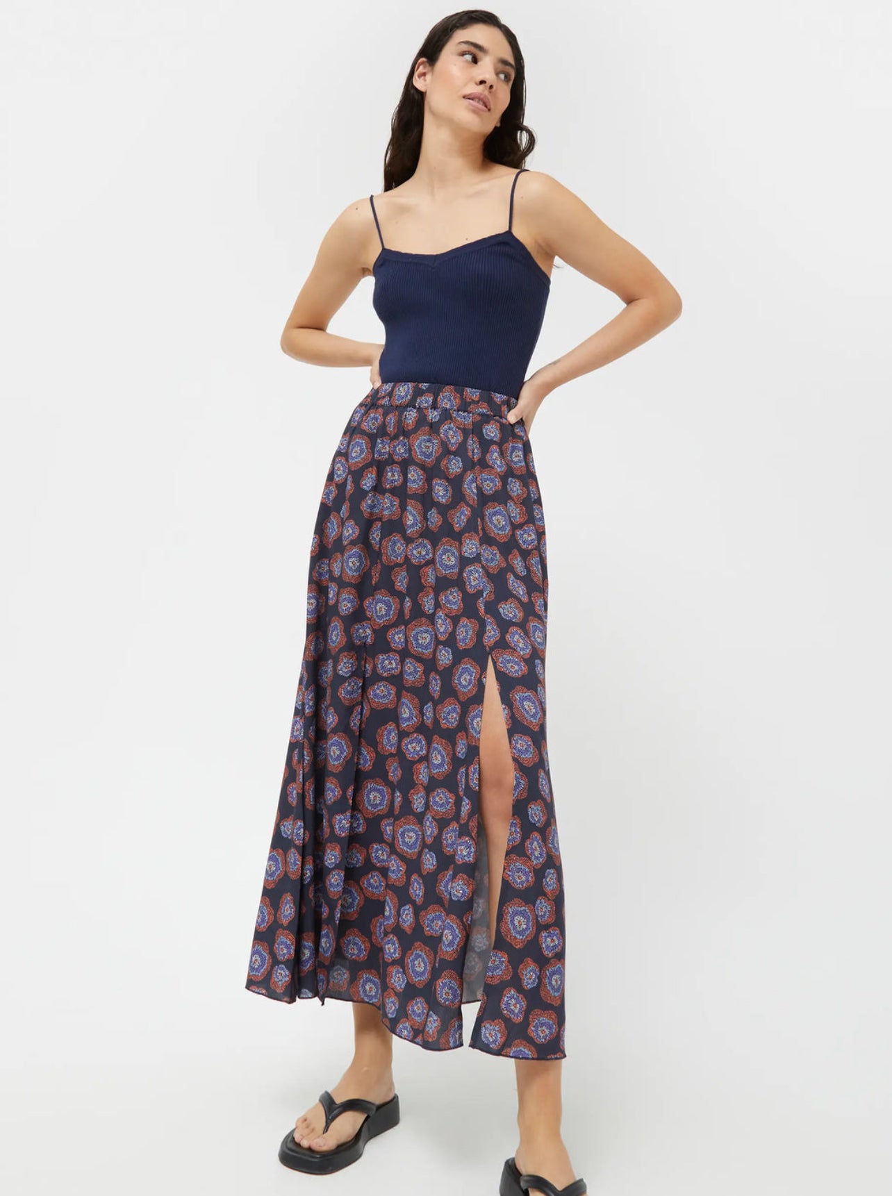 Long Floral Printed Skirt