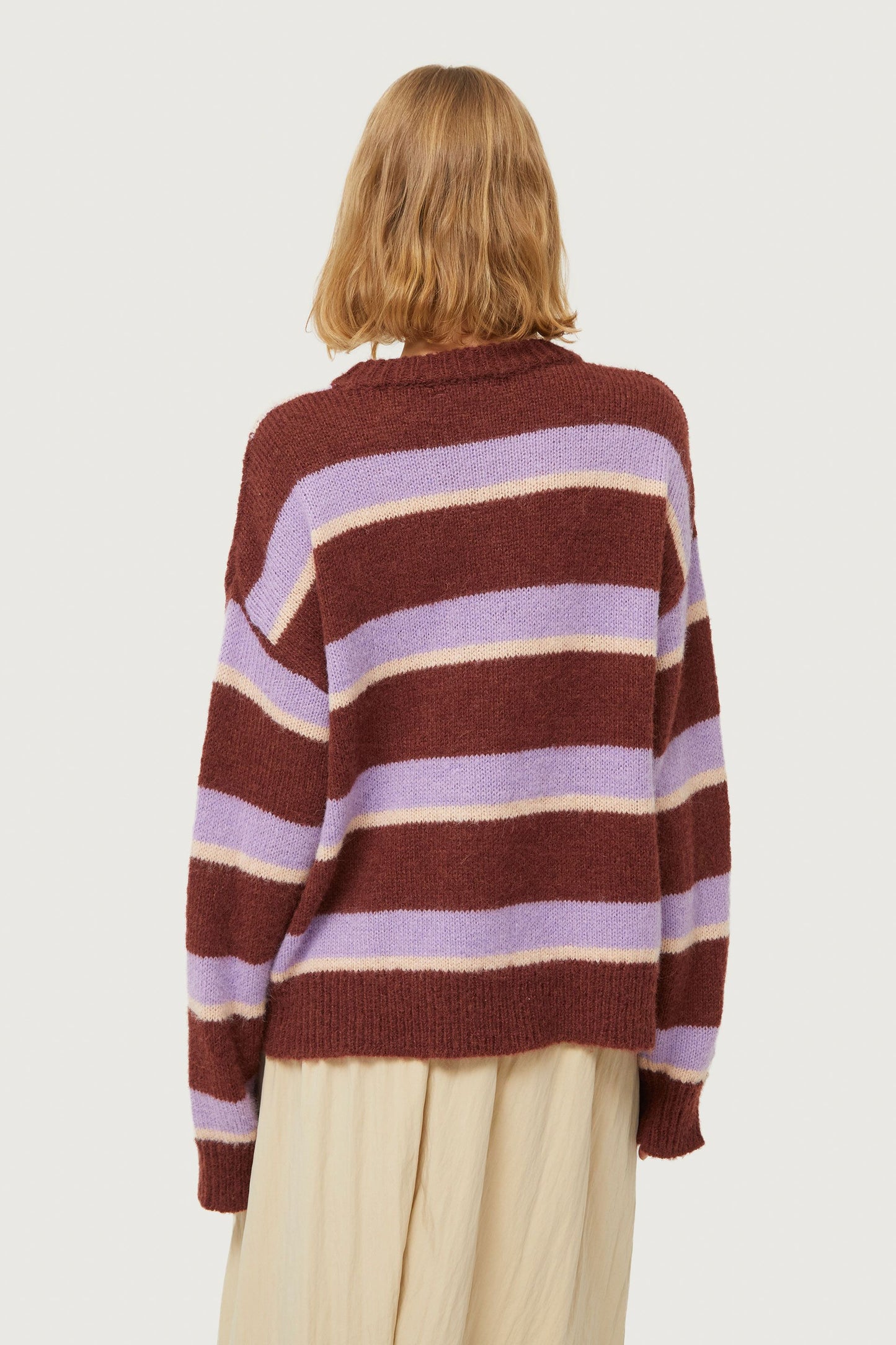 Brown Striped Knitted Sweater