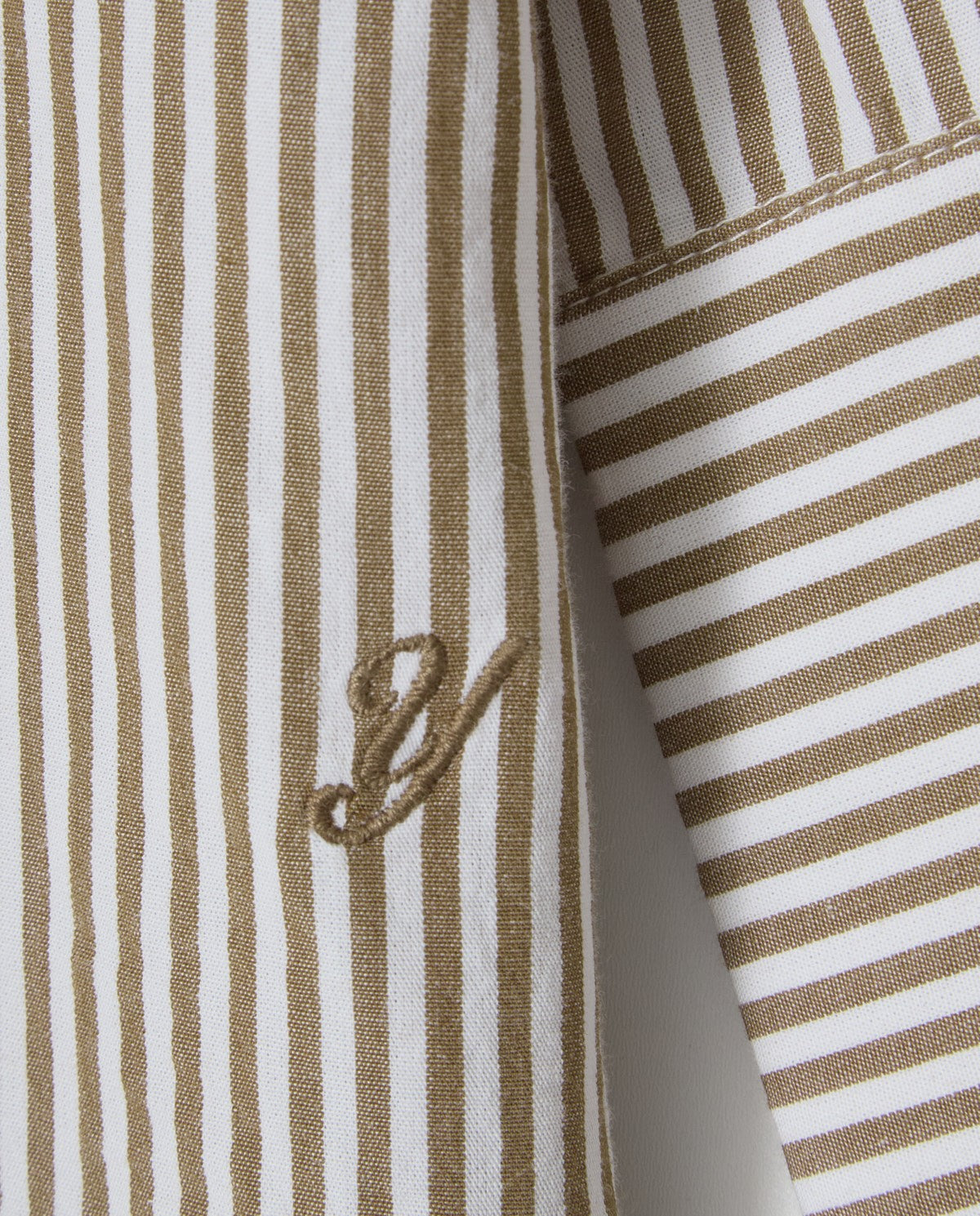 Camel Striped Organic-Cotton Poplin Shirt