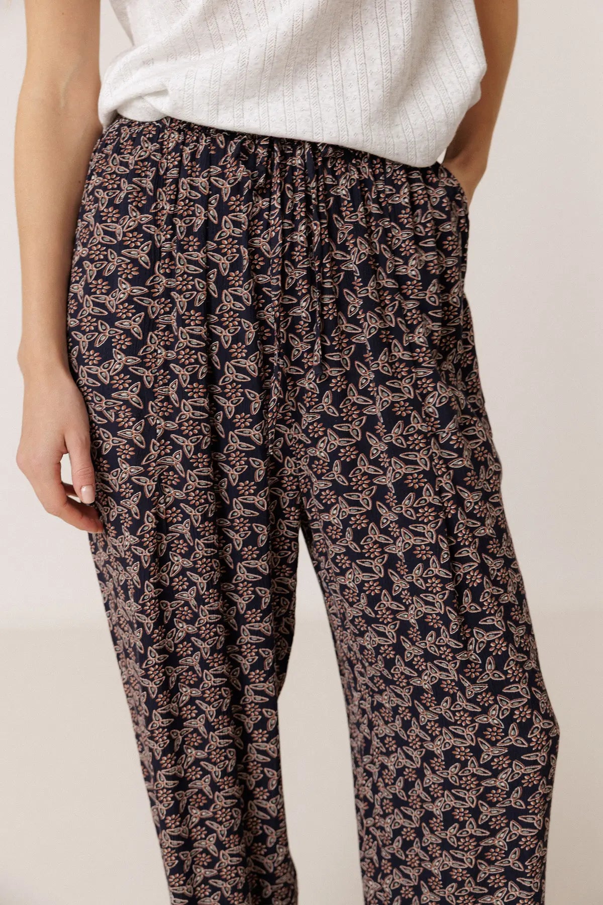 Flowy Block-Print Trousers