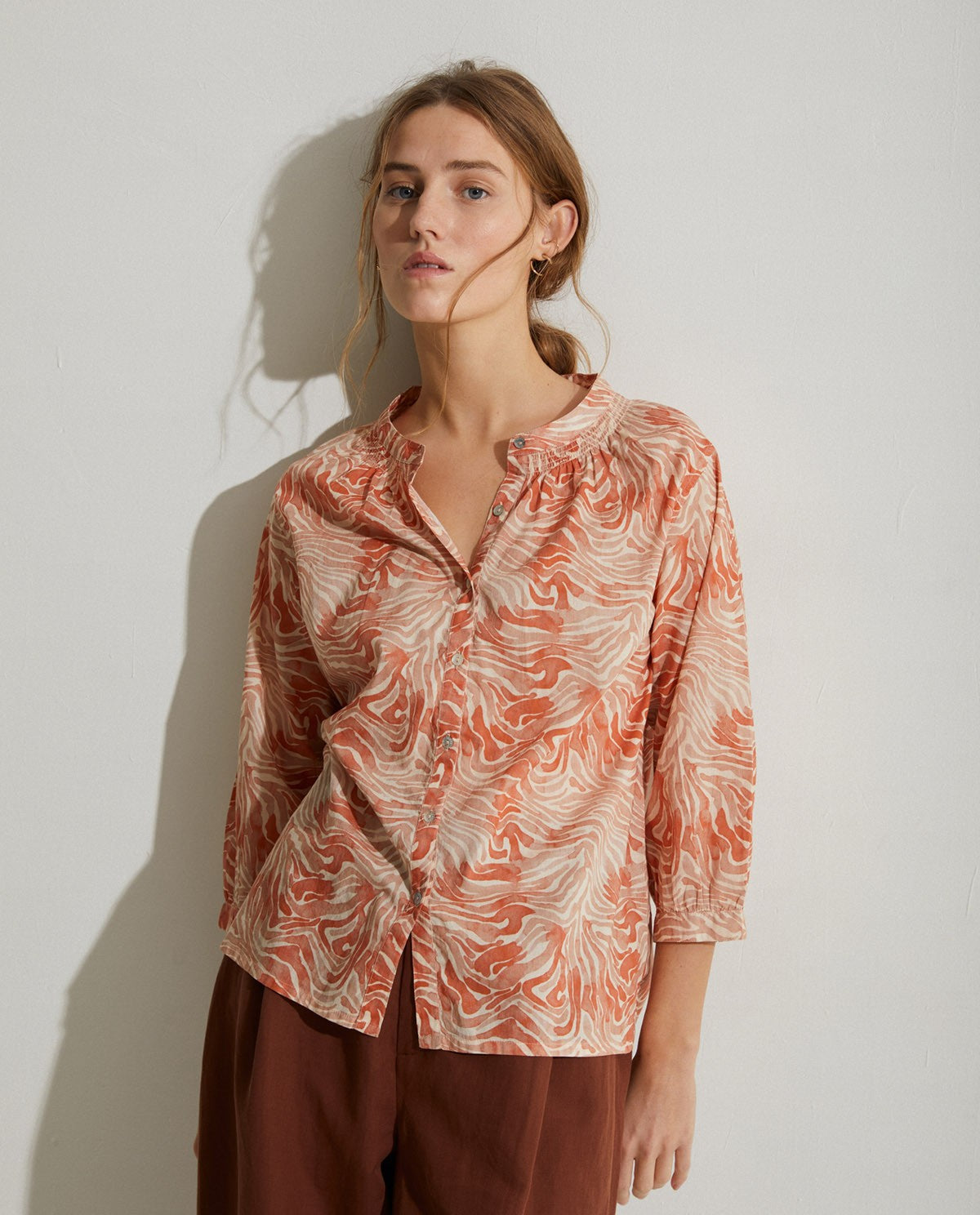 Orange Print Organic-Cotton Shirt