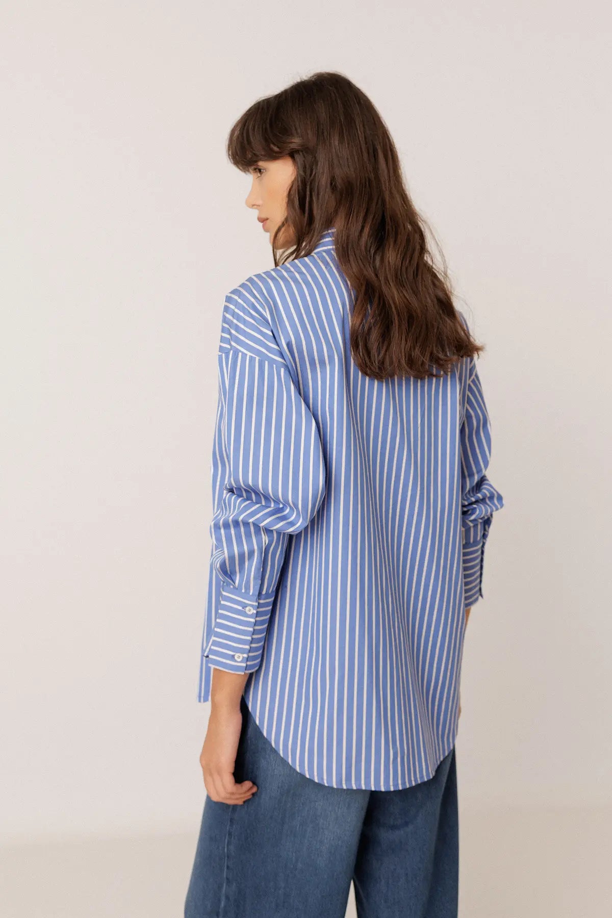 Blue Masculine Multi position Striped Shirt