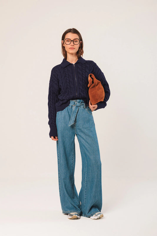 Cotton Cable-Knit Jacket