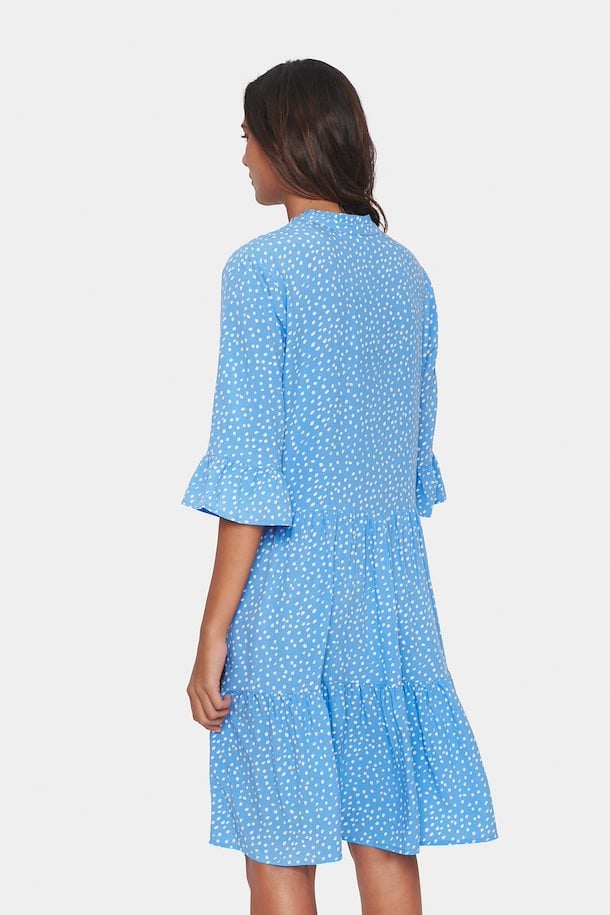 Blue Polka Dot Printed Flowy Dress