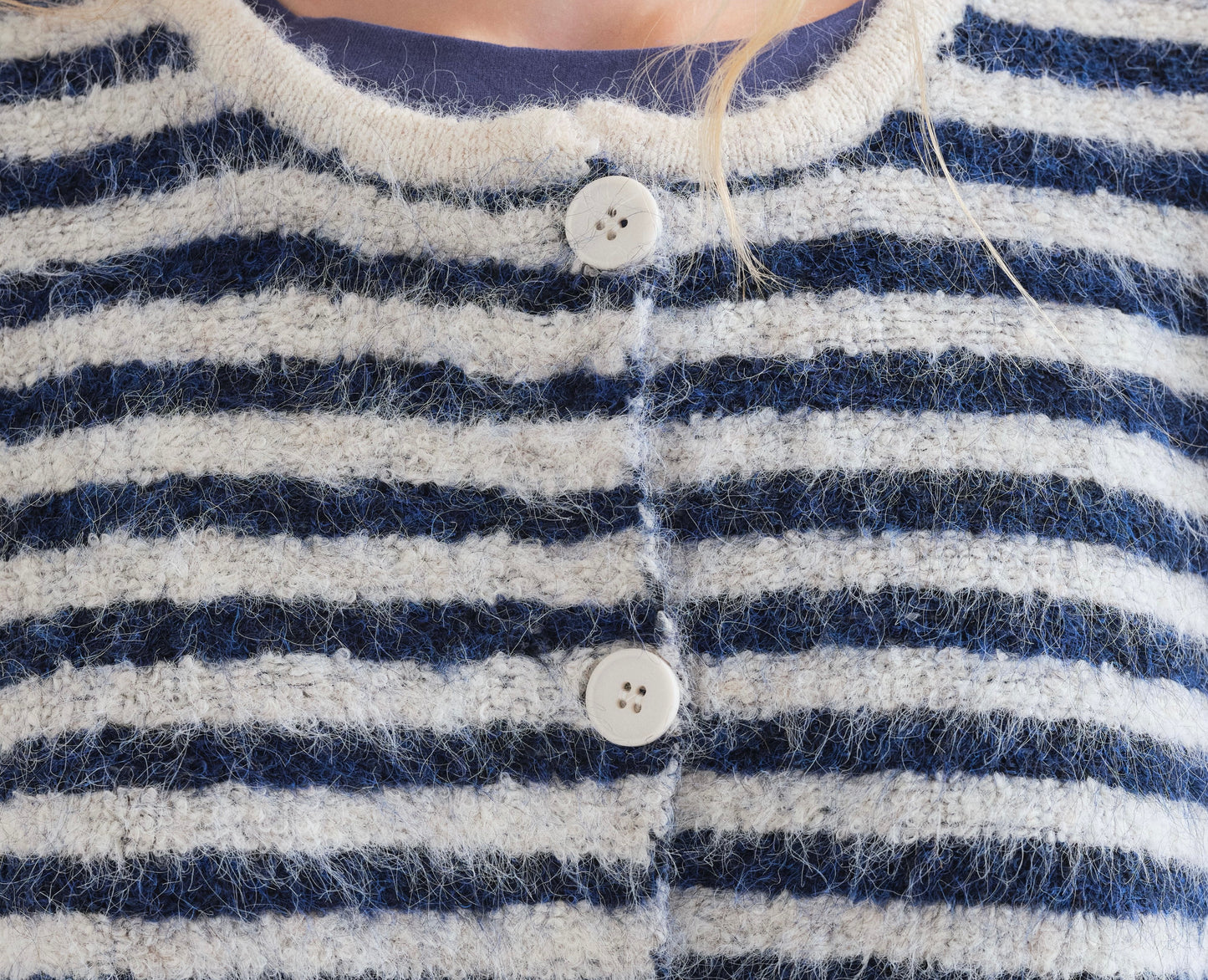 White and Blue Striped Cardigan