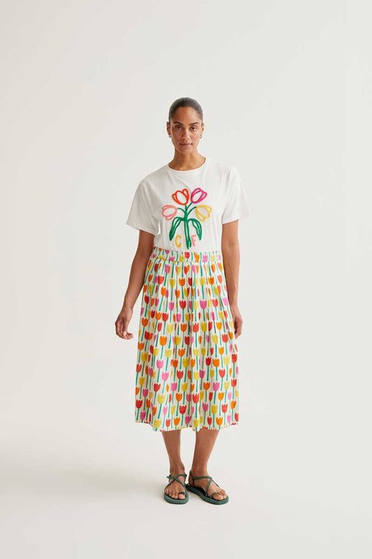 Tulip Embroidery T-Shirt "CF"