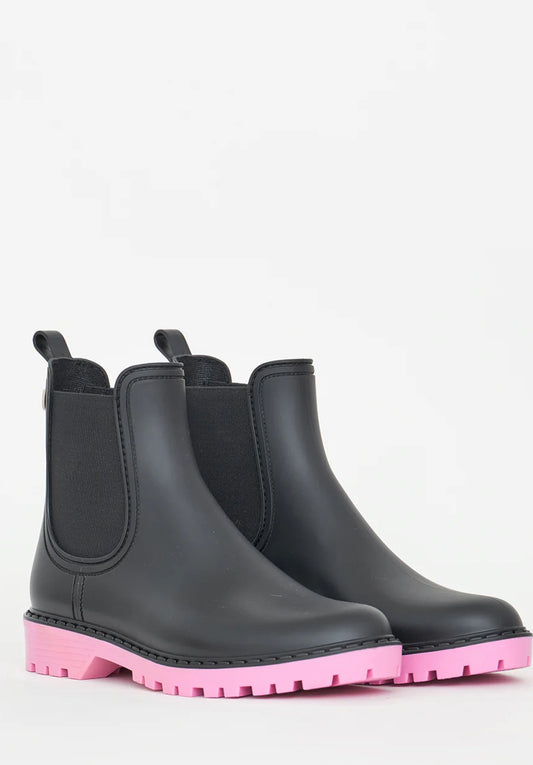 Black and Purple Druppel Rain Boots