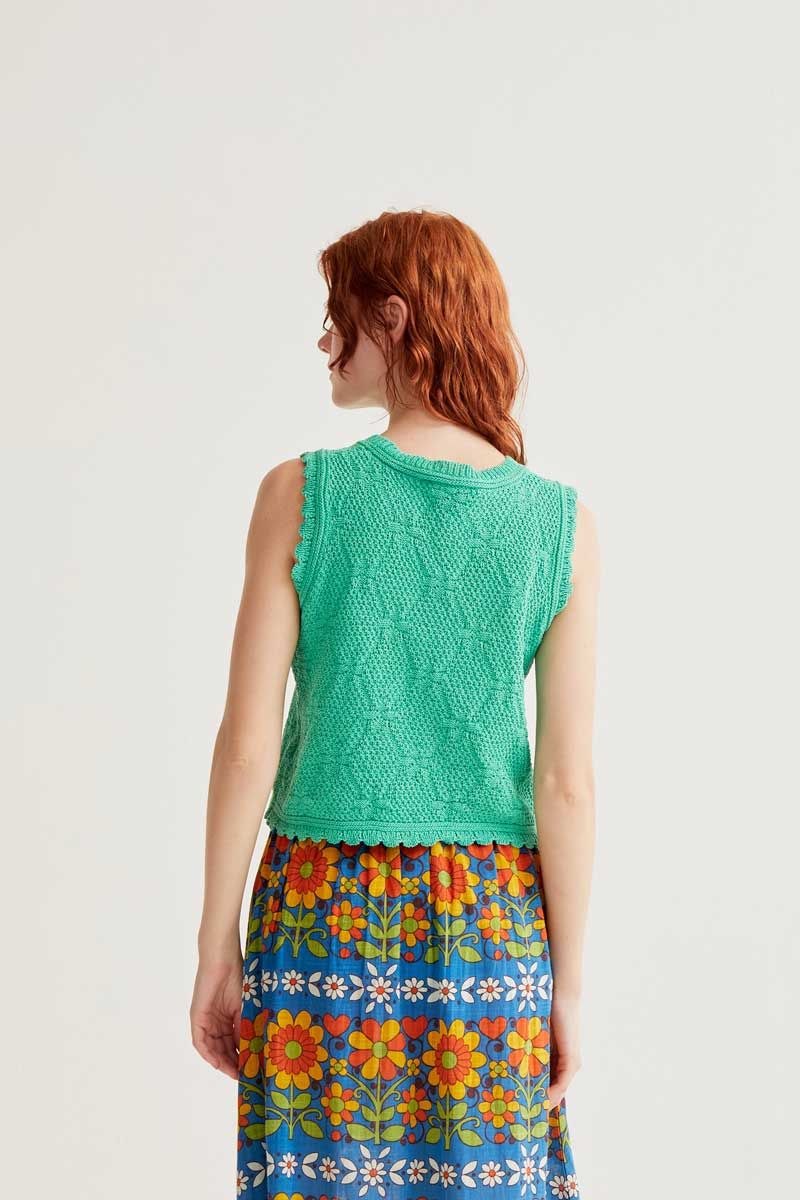 Green Chained Embroidered Top