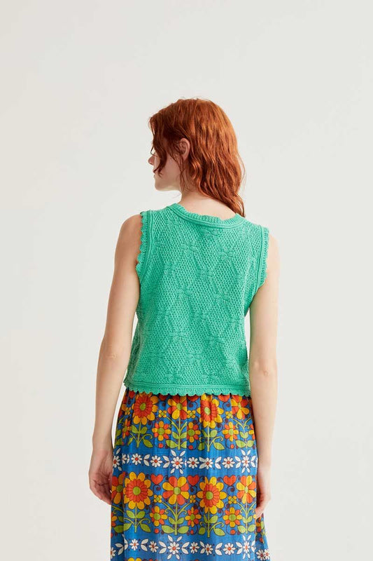 Green Chained Embroidered Top