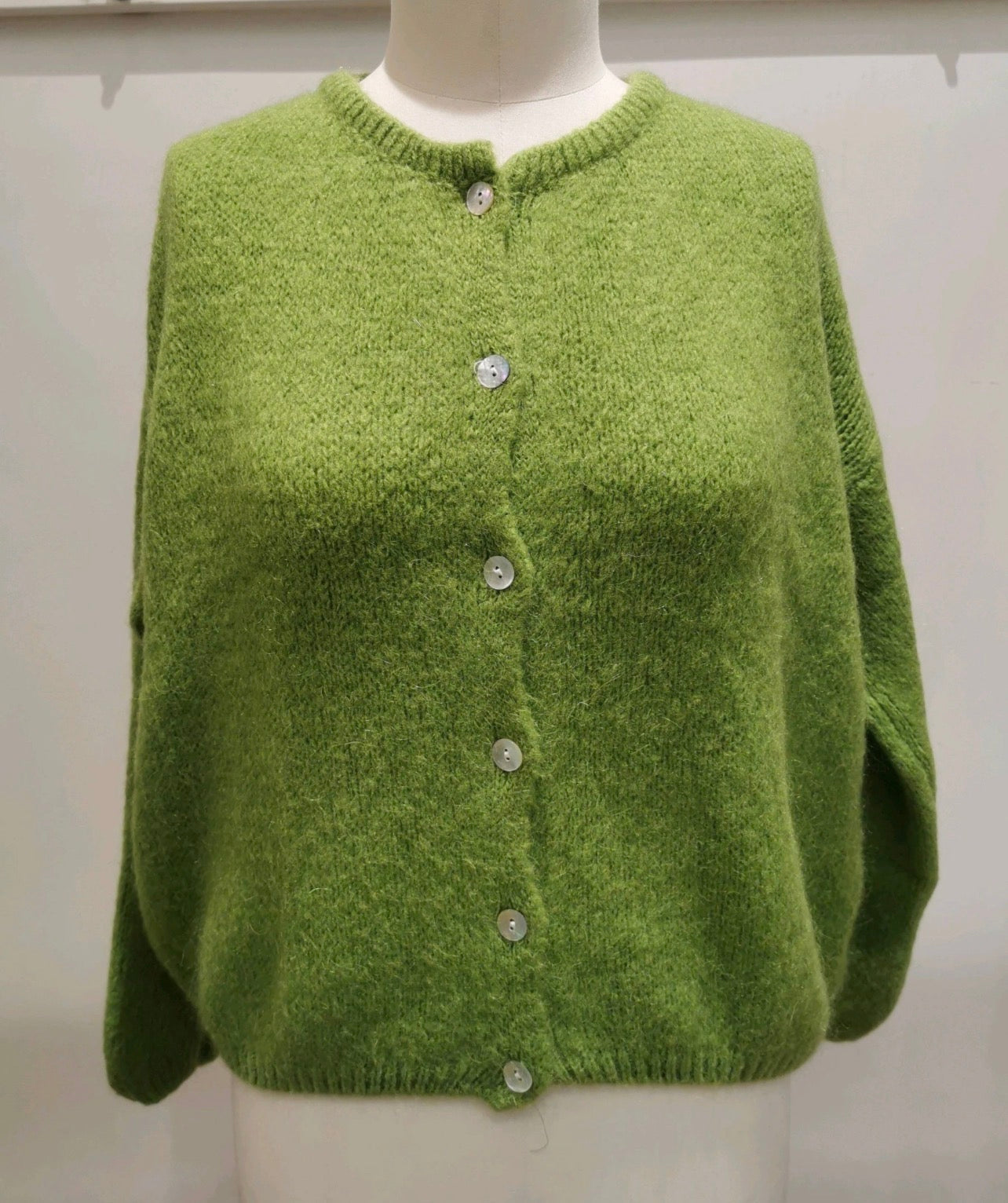 Cozy Green Mohair Wool Cardigan