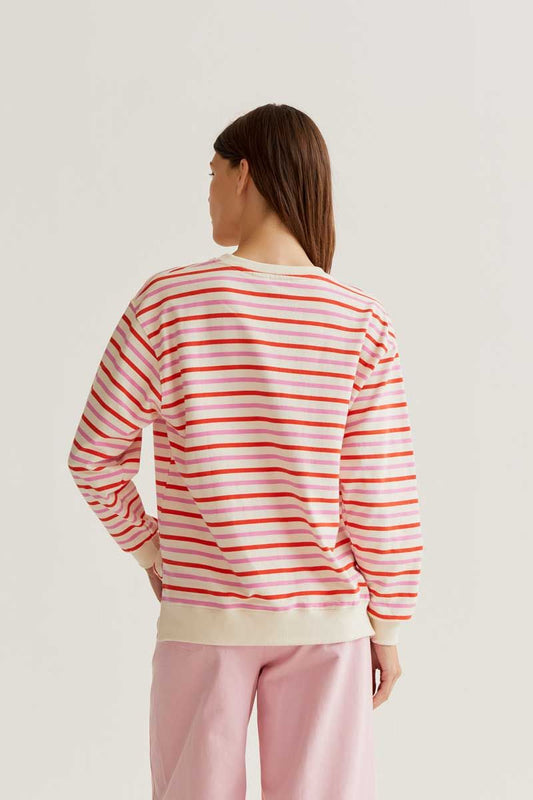 Pink and Red Striped Sweatshirt