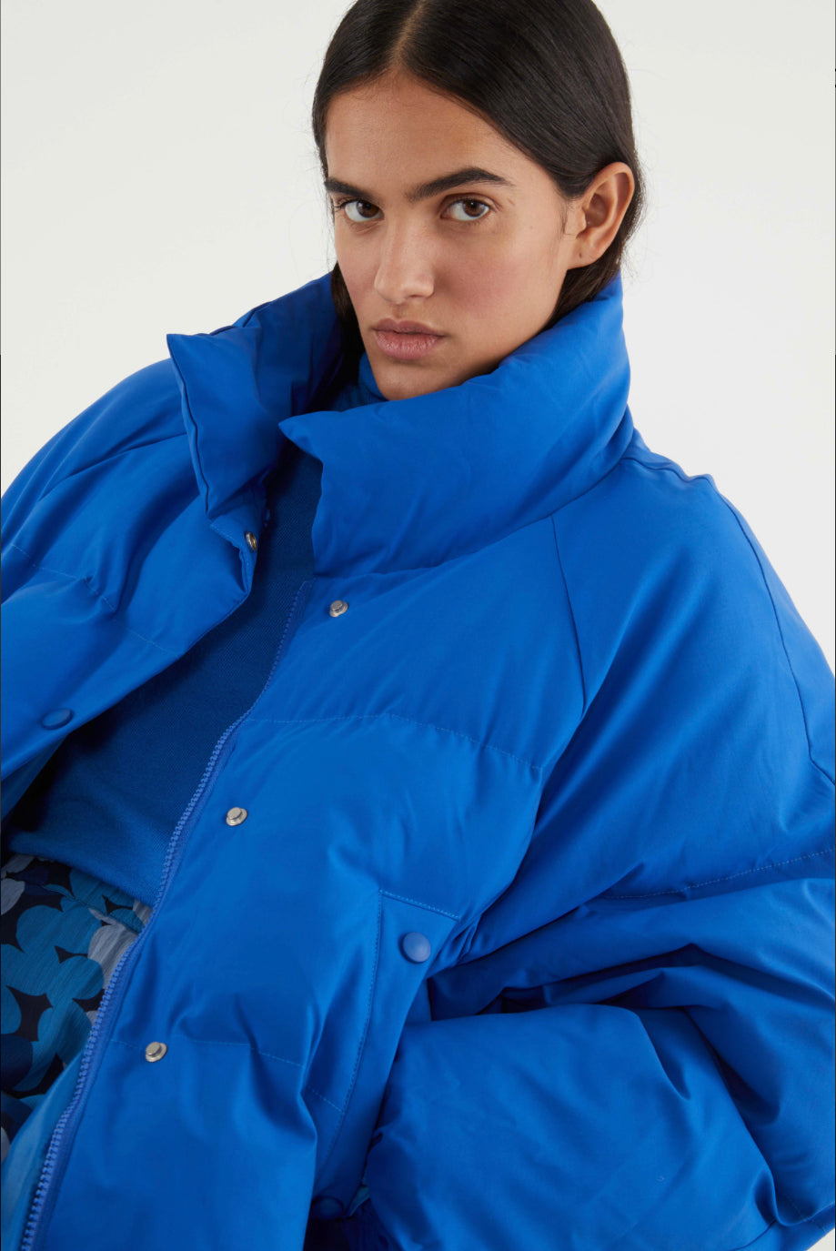 Blue oversized down jacket