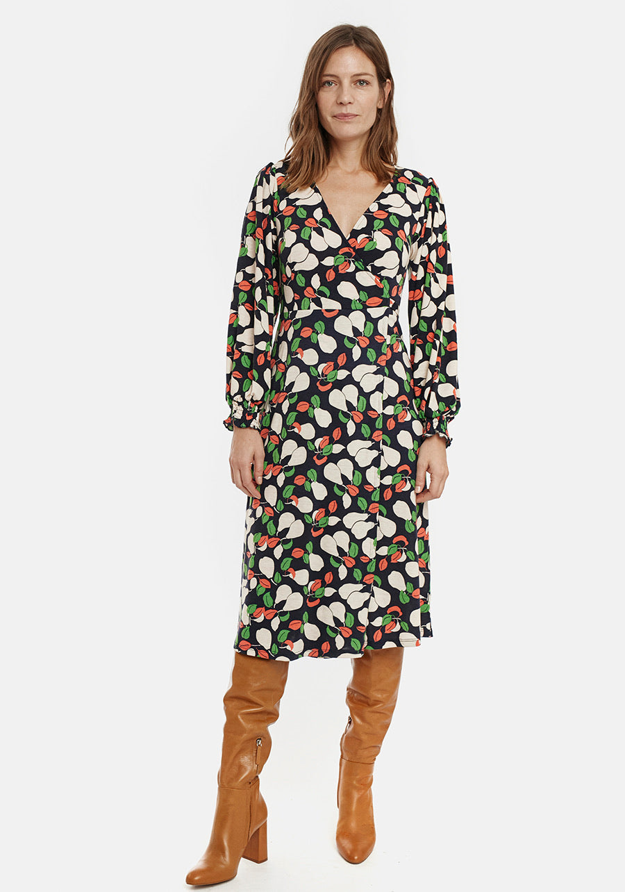 Pear Print Wrap Dress - loveindi.ie