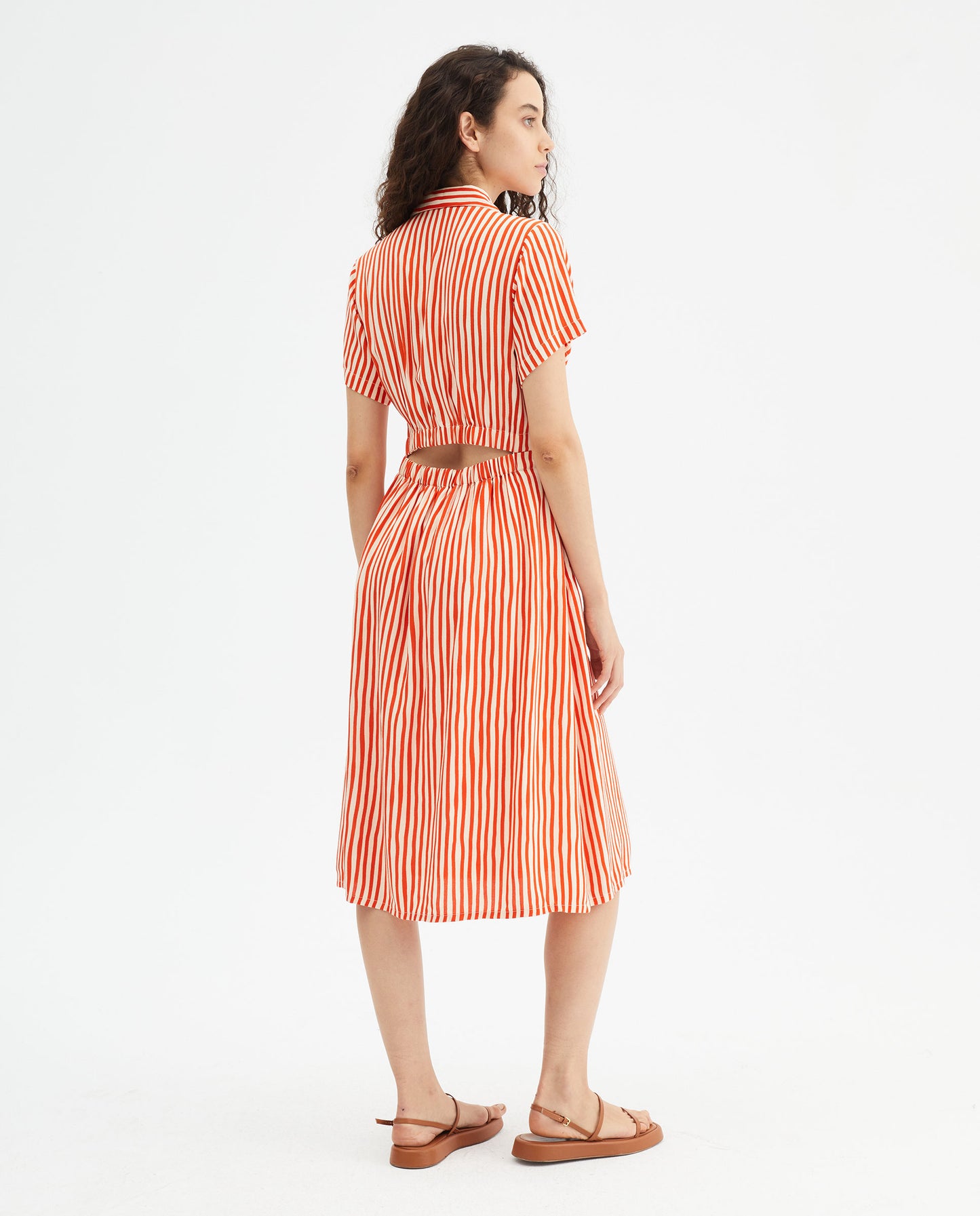 Stripe Print Midi Dress